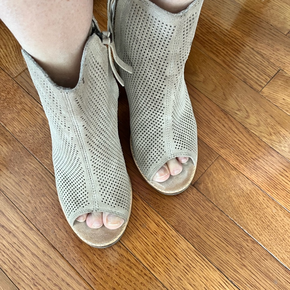 Toms Open-Toe Bootie With Side Zipper In Taupe Su… - image 3